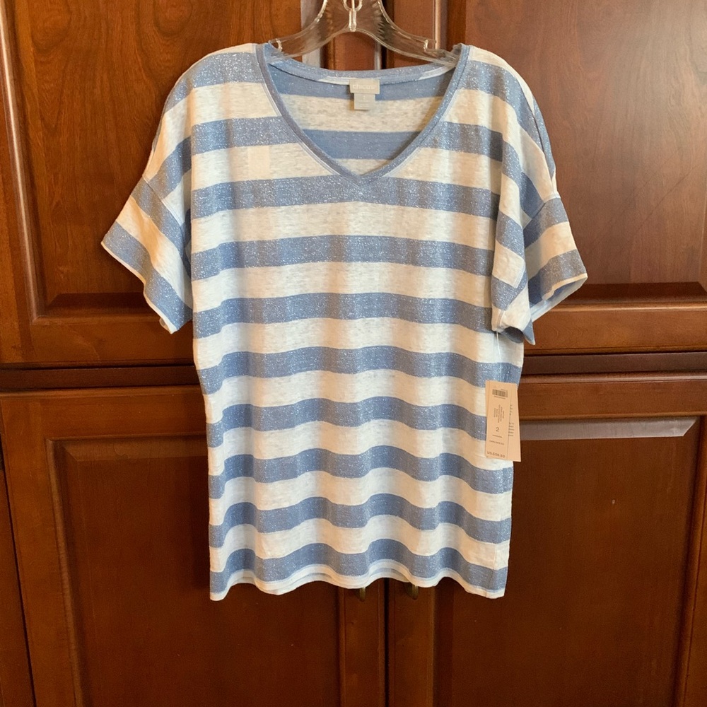 Chico’s stripe linen top.  Size 2/L(12-14).